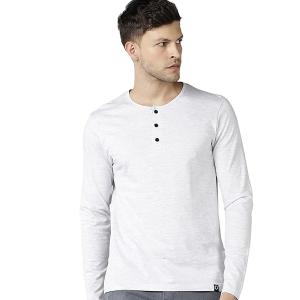 Men Henley Neck Pure Cotton T-shirt